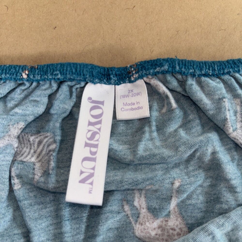 Joyspun Teal Pajama Set Zebra And Giraffe 2x - image 3